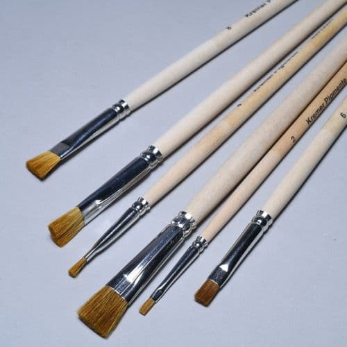 85415599 Kremer Ox Hair Flat Oil Painting Brush, set of 6 brushes