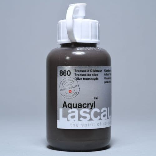 860 Transoxide Olive Lascaux Aquacryl, 85ml bottle