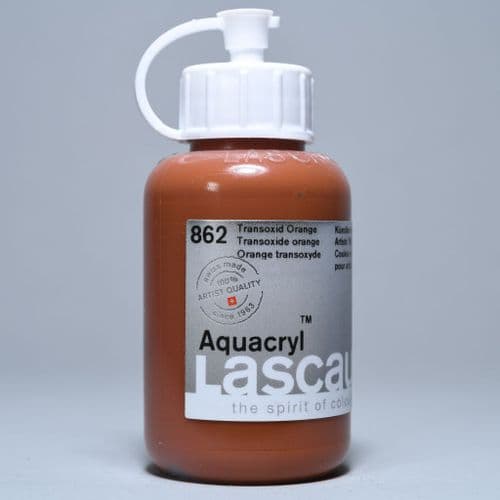 862 Transoxide Orange Lascaux Aquacryl, 85ml bottle