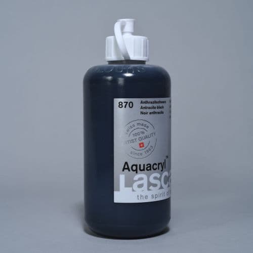 870 Anthracite Black Lascaux Aquacryl, 250ml plastic container