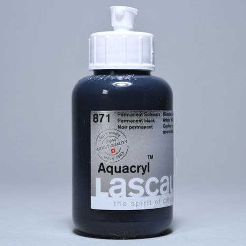 871 Permanent Black Lascaux Aquacryl, 85ml bottle
