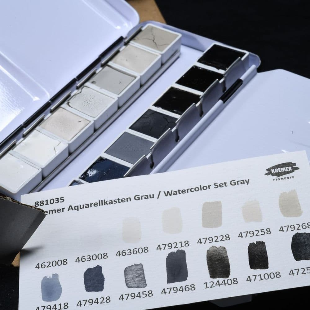 881035 Kremer Watercolour Set, Greys
