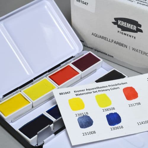 881047 Kremer Watercolour Set, Primary Colors