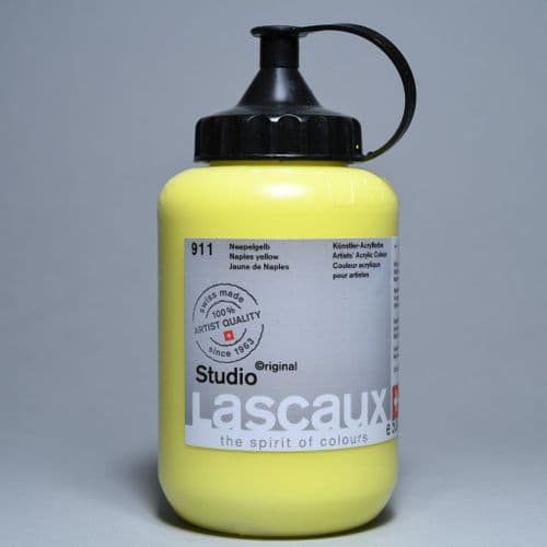 911 Naples Yellow, PY53. Lascaux Studio Acrylic, 500ml bottle