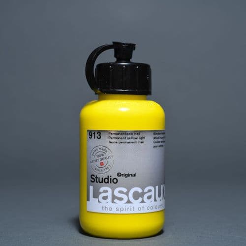 913 Permanent Yellow Light, PY74 PW6. Lascaux Studio Acrylic, 85ml bottle