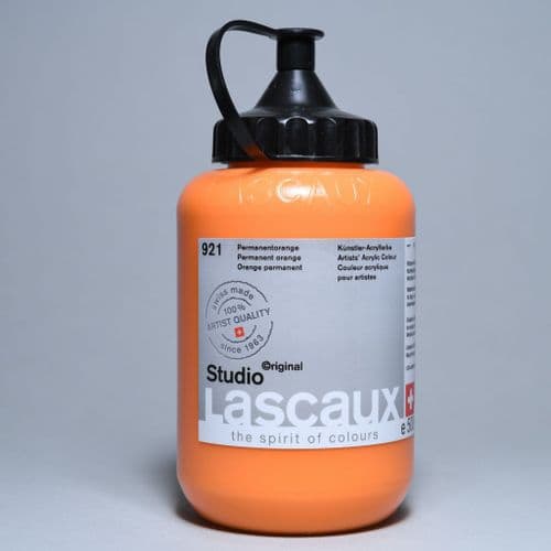 921 Permanent Orange, PO73 PY139. Lascaux Studio Acrylic, 500ml bottle