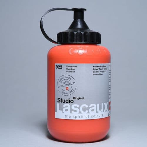 922 Vermilion, PR9 PY83 PW6. Lascaux Studio Acrylic, 500ml bottle