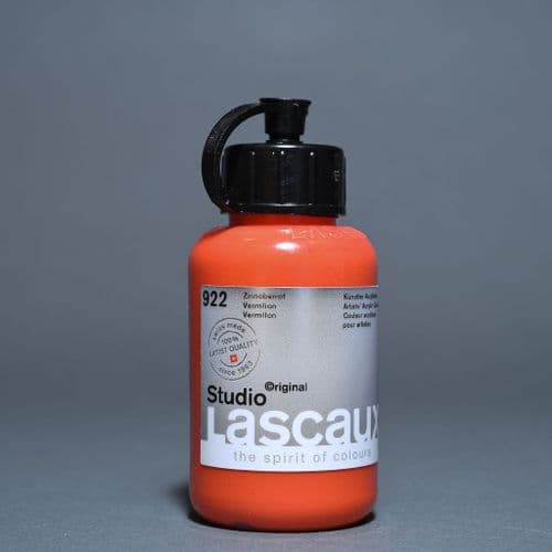 922 Vermilion, PR9 PY83 PW6. Lascaux Studio Acrylic, 85ml bottle