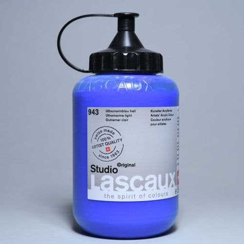 943 Ultramarine Light Lascaux Studio Acrylic, 500ml bottle