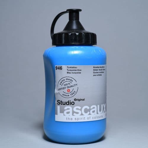 946 Turquoise Blue Lascaux Studio Acrylic, 500ml bottle