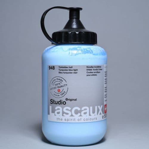 948 Turquoise Blue Light Lascaux Studio Acrylic, 500ml bottle