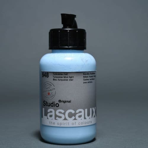948 Turquoise Blue Light Lascaux Studio Acrylic, 85ml bottle