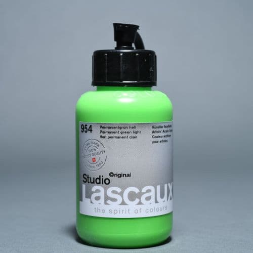 954 Permanent Green Light Lascaux Studio Acrylic, 85ml bottle