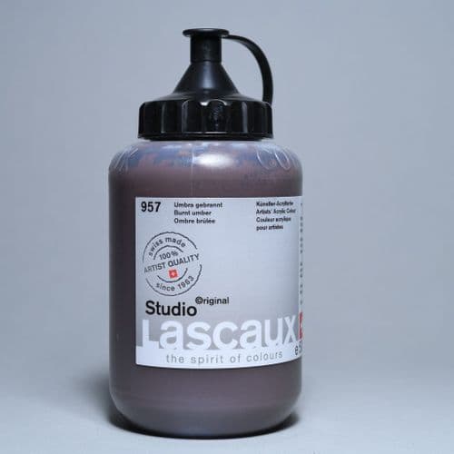957 Burnt Umber Lascaux Studio Acrylic, 500ml bottle