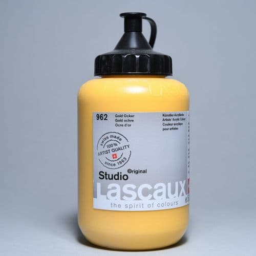 962 Gold Ochre Lascaux Studio Acrylic, 500ml bottle