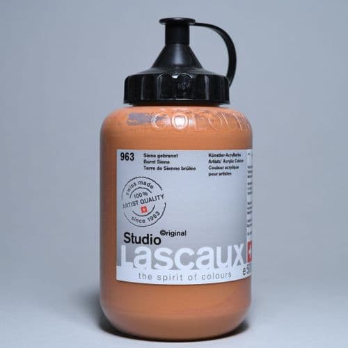 963 Burnt Siena Lascaux Studio Acrylic, 500ml bottle
