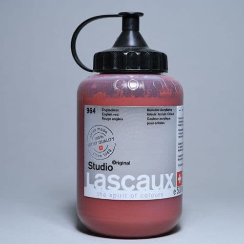 964 English Red Lascaux Studio Acrylic, 500ml bottle