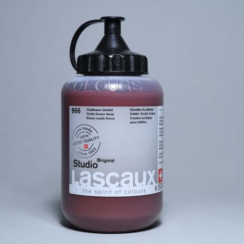 966 Oxide Brown Deep Lascaux Studio Acrylic, 500ml bottle