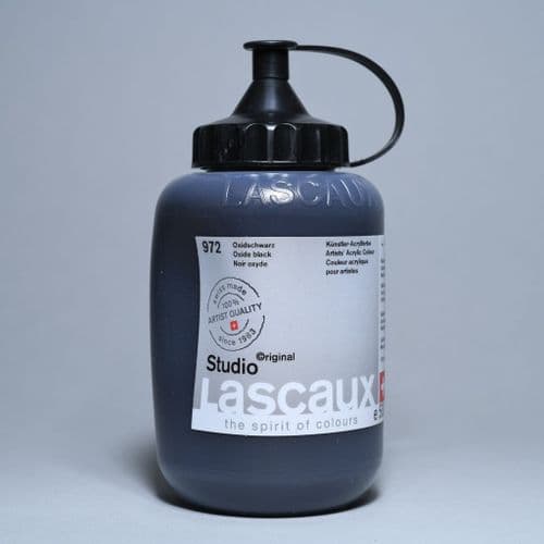 972 Oxide Black Lascaux Studio Acrylic, 500ml bottle