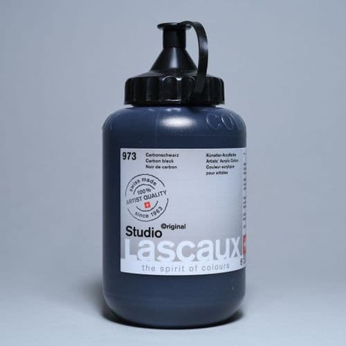 973 Carbon Black Lascaux Studio Acrylic, 500ml bottle
