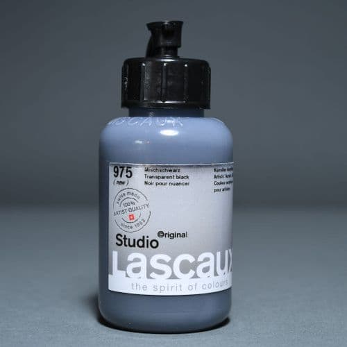 975 Transparent Black Lascaux Studio Acrylic, 85ml bottle