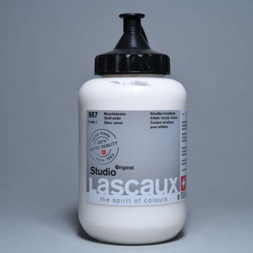 987 Shell White Lascaux Studio Acrylic, 500ml plastic container