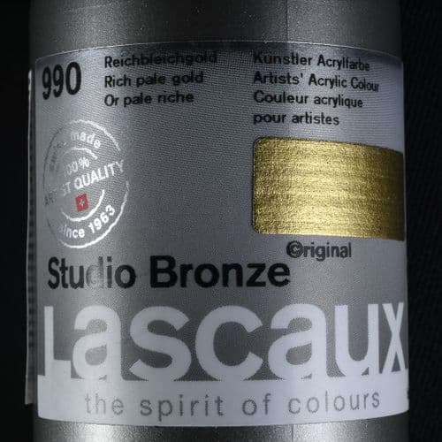 990 Rich Pale Gold Lascaux Studio Bronze Acrylic, 85ml bottle