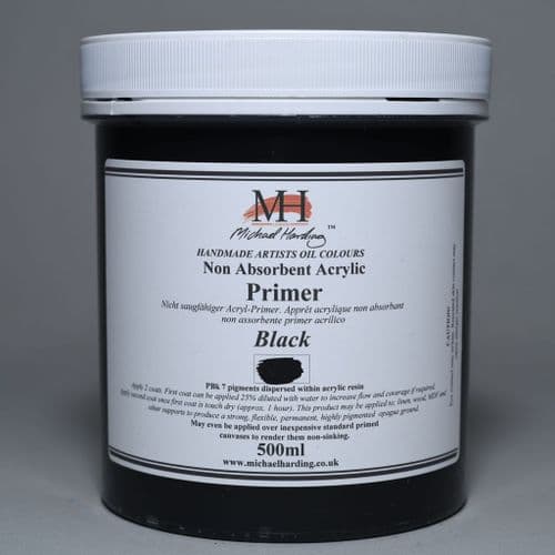 Black Non-Absorbent Acrylic Primer. Michael Harding Oil Paint Primer, 500ml jar. 20% off (Discount applied at checkout).