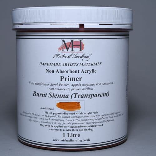 Burnt Sienna Non-Absorbent Acrylic Primer. Michael Harding Oil Paint Primer, 1lt jar. 5% off.