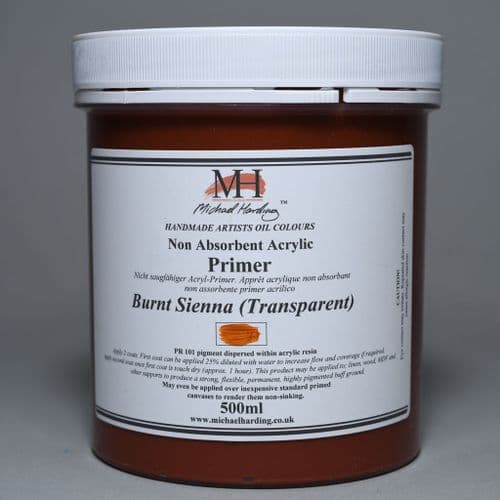 Burnt Sienna Non-Absorbent Acrylic Primer. Michael Harding Oil Paint Primer, 500ml jar. 5% off.