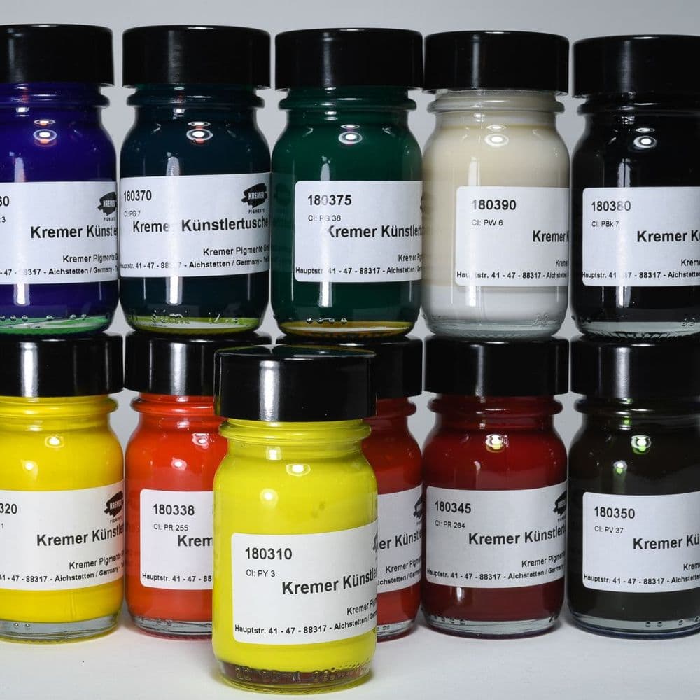 Kremer 180990 Shellac Ink Assortment 30ml 10 Jars