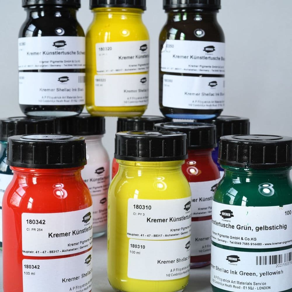 Kremer 180991 Shellac Ink assortment 100ml 10 jars