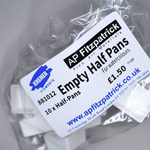 Kremer: 881012 Plastic Watercolour Pans. 10 x Half Pans