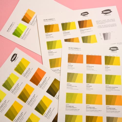 Kremer: 990008 Colour Chart - Yellow Colours