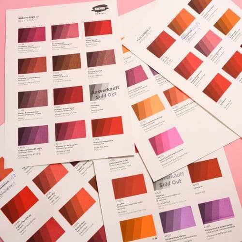 Kremer: 990015 Colour Chart - Red Colours