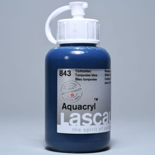 Lascaux: Aquacryl 843 Turquoise Blue, 85ml