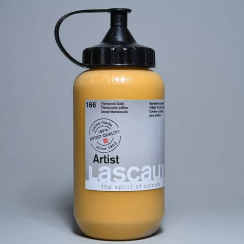 Lascaux: Artists’ Acrylic 166 Transoxide Yellow, 390ml