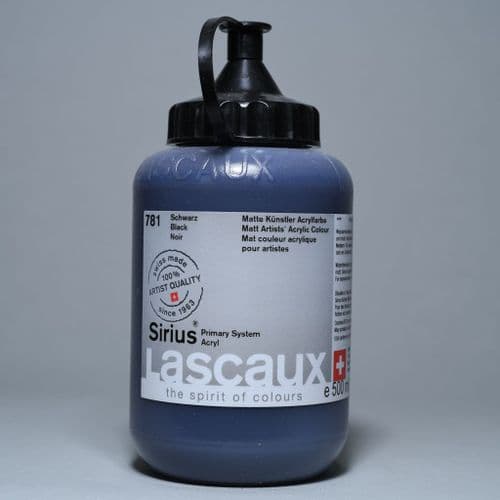 Lascaux: Sirius Acrylic 781 Black, 500ml