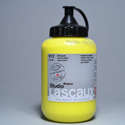 Lascaux: Studio Acrylic 912 Lemon Yellow, 500ml