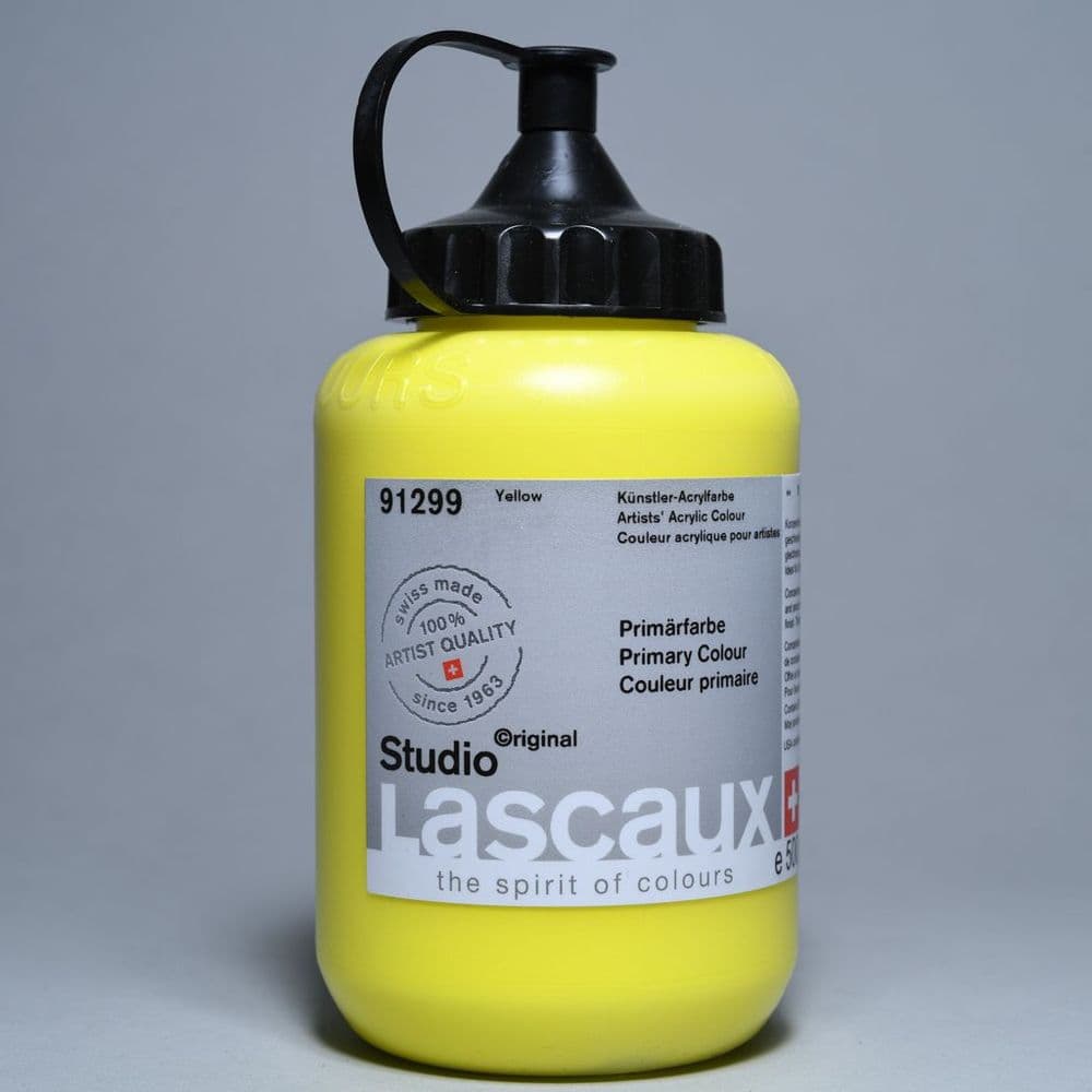 Lascaux: Studio Acrylic 91299 Primary Yellow, 500ml