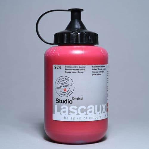 Lascaux: Studio Acrylic 924 Permanent Red Deep, 500ml