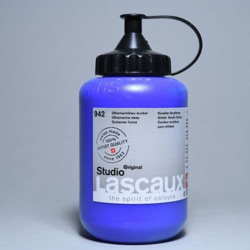 Lascaux: Studio Acrylic 942 Ultramarine Blue Deep, 500ml