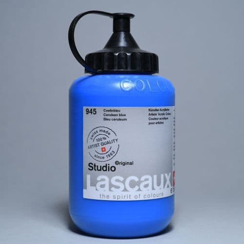 Lascaux: Studio Acrylic 945 Cerulean Blue, 500ml