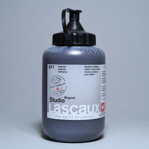 Lascaux: Studio Acrylic 971 Anthracite, 500ml
