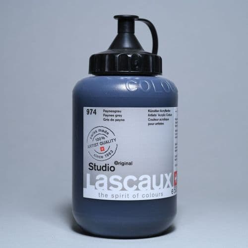 Lascaux: Studio Acrylic 974 Paynes Grey, 500ml