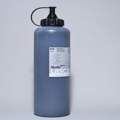 Lascaux: Studio Acrylic 975 Transparent Black, 1lt