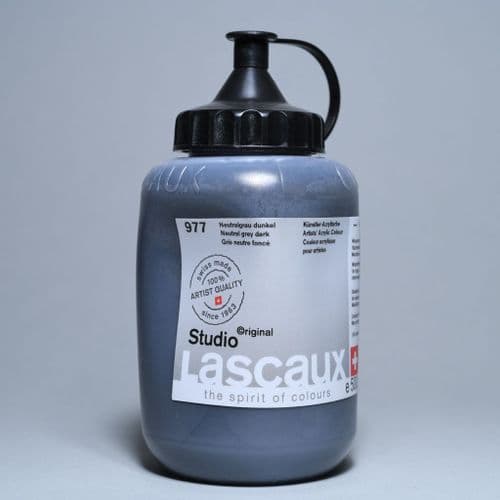 Lascaux: Studio Acrylic 977 Neutral Grey Dark, 500ml