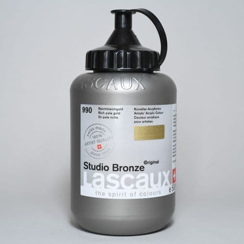 Lascaux: Studio Bronze Acrylic 990 Rich Pale Gold, 500ml