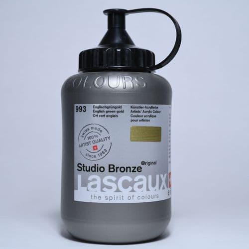 Lascaux: Studio Bronze Acrylic 993 English Green Gold, 500ml