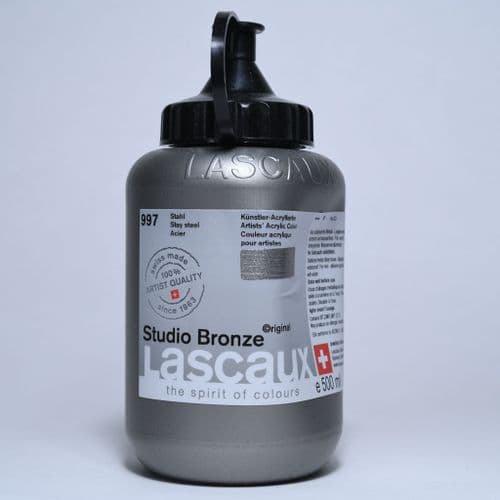 Lascaux: Studio Bronze Acrylic 997 Stay Steel, 500ml
